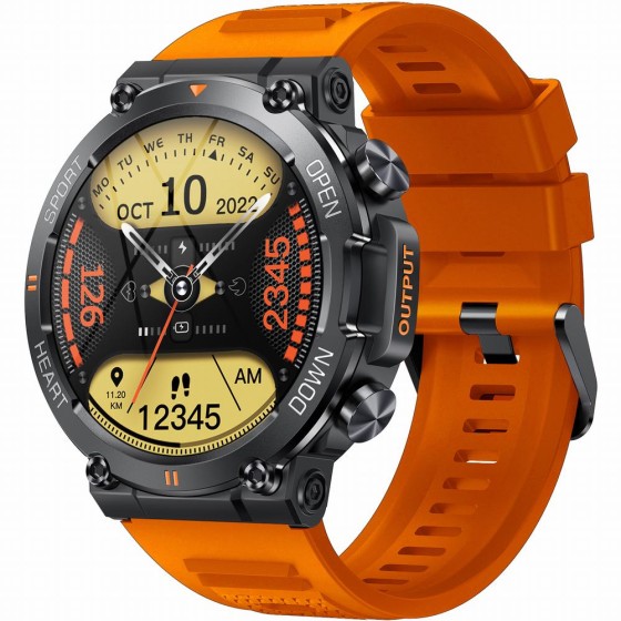 Smartwatch Męski Gravity GT7-5 PRO na pasku gumowym w kolorze Czarny/Pomarańczowy o szerokości 22mm Smartwatch Męski Gravity GT7-5 PRO na pasku gumowym w kolorze Czarny/Pomarańczowy o szerokości 22mm