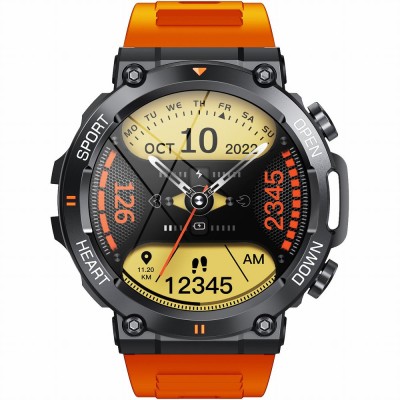 Smartwatch Męski Gravity GT7-5 PRO na pasku gumowym w kolorze Czarny/Pomarańczowy o szerokości 22mm