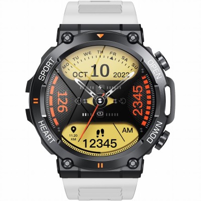 Smartwatch Damski Gravity GT7-6 PRO na pasku gumowym w kolorze Czarny/Biały o szerokości 22mm
