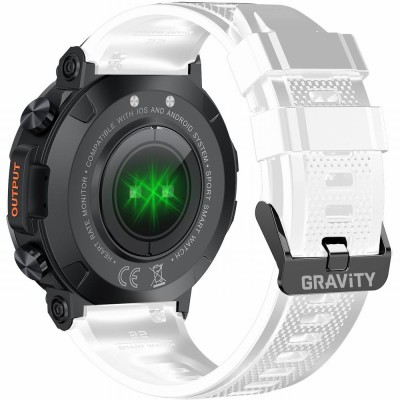 Smartwatch Damski Gravity GT7-6 PRO na pasku gumowym w kolorze Czarny/Biały o szerokości 22mm
