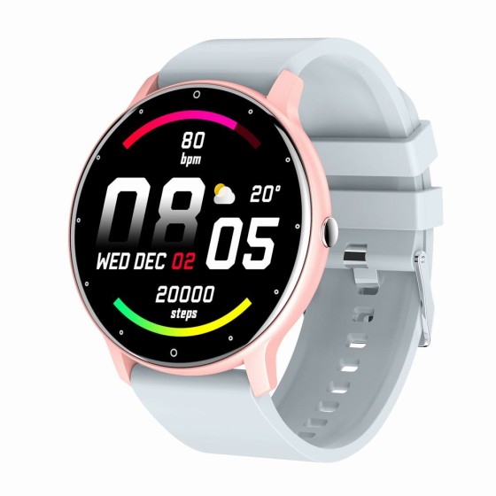 Smartwatch Damski Gravity GT1-8 na pasku gumowym w kolorze Różowy/Szary o szerokości 22mm Smartwatch Damski Gravity GT1-8 na pasku gumowym w kolorze Różowy/Szary o szerokości 22mm