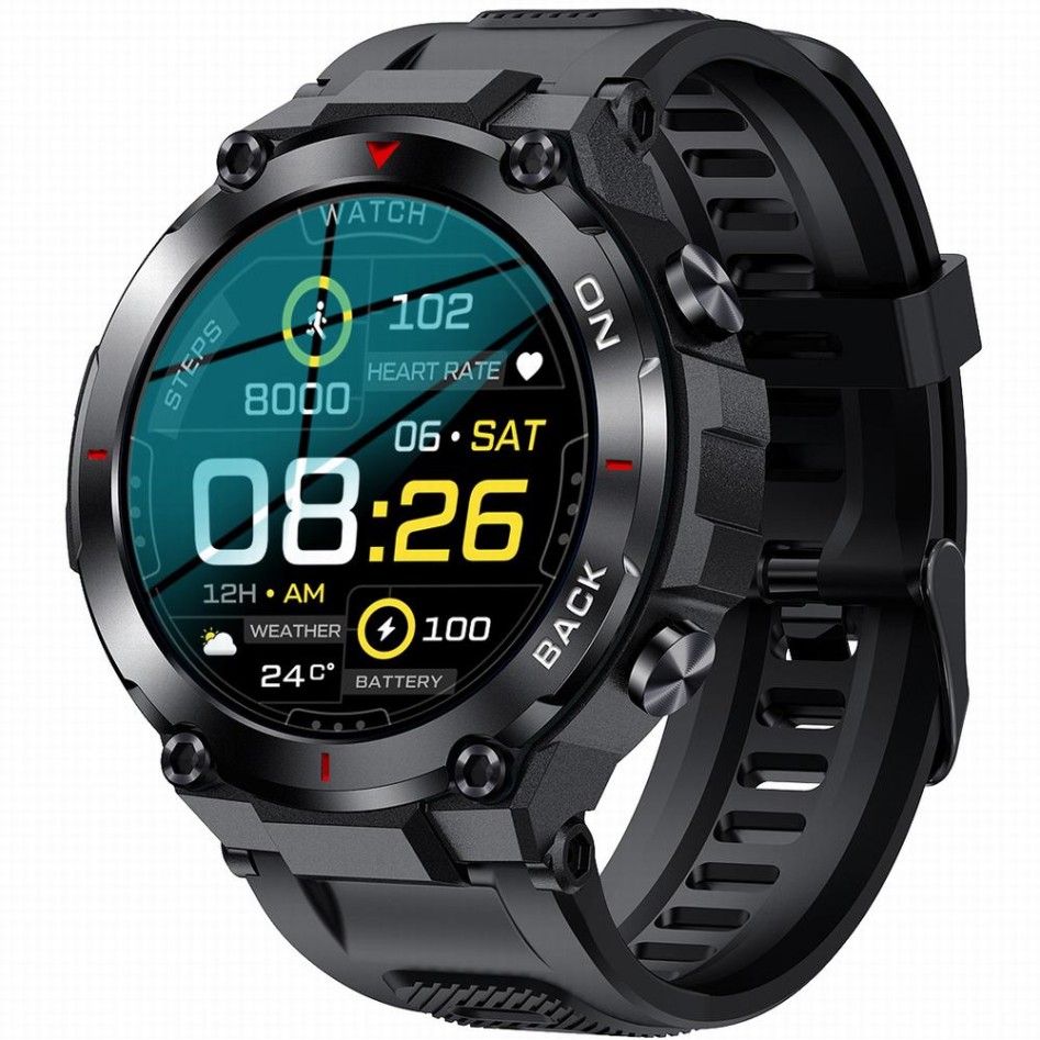 Smartwatch Męski Gravity GT8-1 na pasku gumowym w kolorze Czarny/Czarny o szerokości 22mm