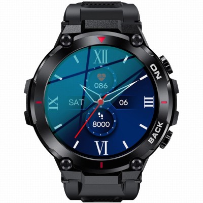 Smartwatch Męski Gravity GT8-1 na pasku gumowym w kolorze Czarny/Czarny o szerokości 22mm