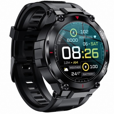 Smartwatch Męski Gravity GT8-1 na pasku gumowym w kolorze Czarny/Czarny o szerokości 22mm