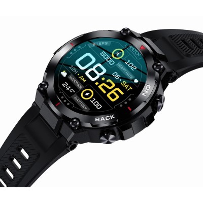 Smartwatch Męski Gravity GT8-1 na pasku gumowym w kolorze Czarny/Czarny o szerokości 22mm