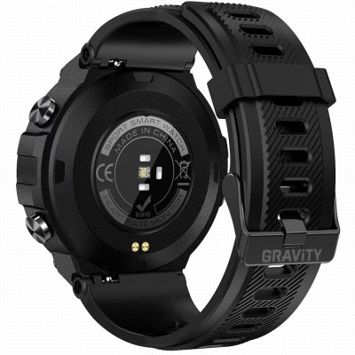Smartwatch Męski Gravity GT8-1 na pasku gumowym w kolorze Czarny/Czarny o szerokości 22mm