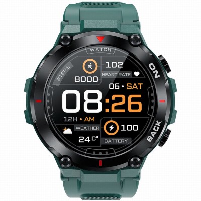 Smartwatch Męski Gravity GT8-3 na pasku gumowym w kolorze Zielony/Zielony o szerokości 22mm