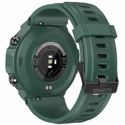 Smartwatch Męski Gravity GT8-3 na pasku gumowym w kolorze Zielony/Zielony o szerokości 22mm