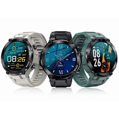Smartwatch Męski Gravity GT8-3 na pasku gumowym w kolorze Zielony/Zielony o szerokości 22mm