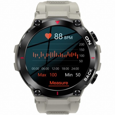 Smartwatch Męski Gravity GT8-4 na pasku gumowym w kolorze Szary/Szary o szerokości 22mm