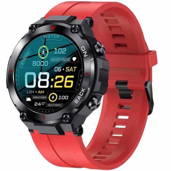 Smartwatch Męski Gravity GT8-5 na pasku gumowym w kolorze Czarny/Czerwony o szerokości 22mm Smartwatch Męski Gravity GT8-5 na pasku gumowym w kolorze Czarny/Czerwony o szerokości 22mm