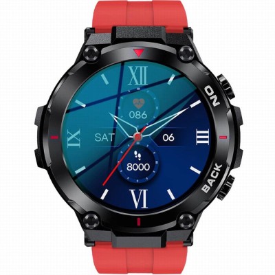 Smartwatch Męski Gravity GT8-5 na pasku gumowym w kolorze Czarny/Czerwony o szerokości 22mm