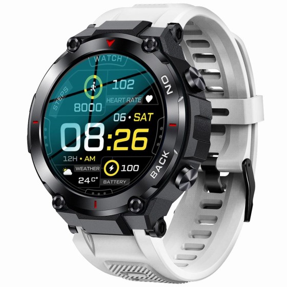 Smartwatch Męski Gravity GT8-6 na pasku gumowym w kolorze Czarny/Biały o szerokości 22mm Smartwatch Męski Gravity GT8-6 na pasku gumowym w kolorze Czarny/Biały o szerokości 22mm