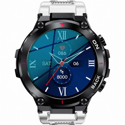 Smartwatch Męski Gravity GT8-6 na pasku gumowym w kolorze Czarny/Biały o szerokości 22mm