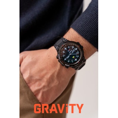 Smartwatch Męski Gravity GT7-1 na pasku gumowym w kolorze Czarny/Czarny o szerokości 22mm