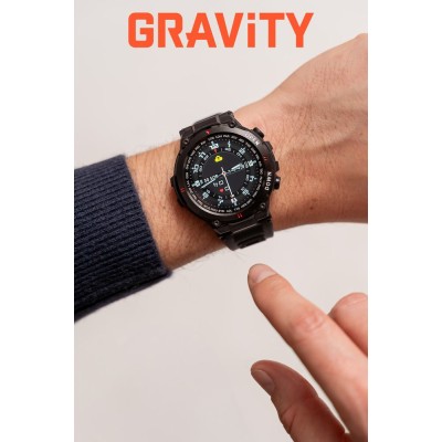 Smartwatch Męski Gravity GT7-1 na pasku gumowym w kolorze Czarny/Czarny o szerokości 22mm