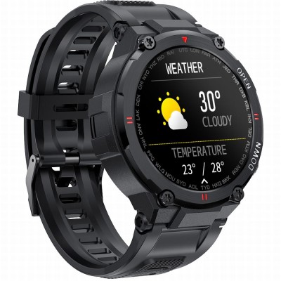 Smartwatch Męski Gravity GT7-1 na pasku gumowym w kolorze Czarny/Czarny o szerokości 22mm