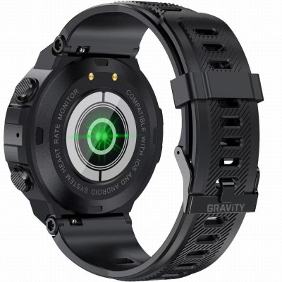 Smartwatch Męski Gravity GT7-1 na pasku gumowym w kolorze Czarny/Czarny o szerokości 22mm