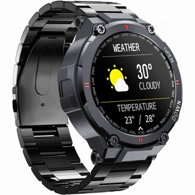 Smartwatch Męski Gravity GT7-2 na bransolecie stalowej w kolorze Czarny/Czarny o szerokości 22mm
