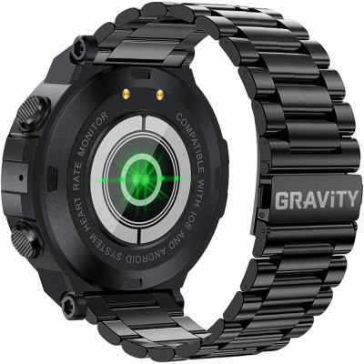 Smartwatch Męski Gravity GT7-2 na bransolecie stalowej w kolorze Czarny/Czarny o szerokości 22mm
