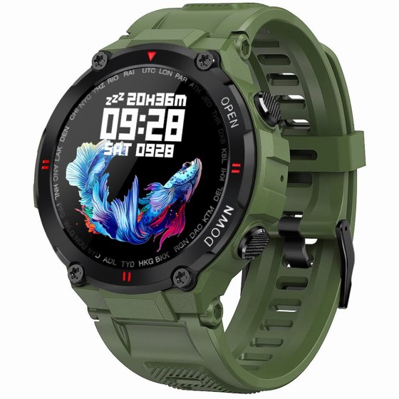 Smartwatch Męski Gravity GT7-3 na pasku gumowym w kolorze Khaki/Khaki o szerokości 22mm Smartwatch Męski Gravity GT7-3 na pasku gumowym w kolorze Khaki/Khaki o szerokości 22mm
