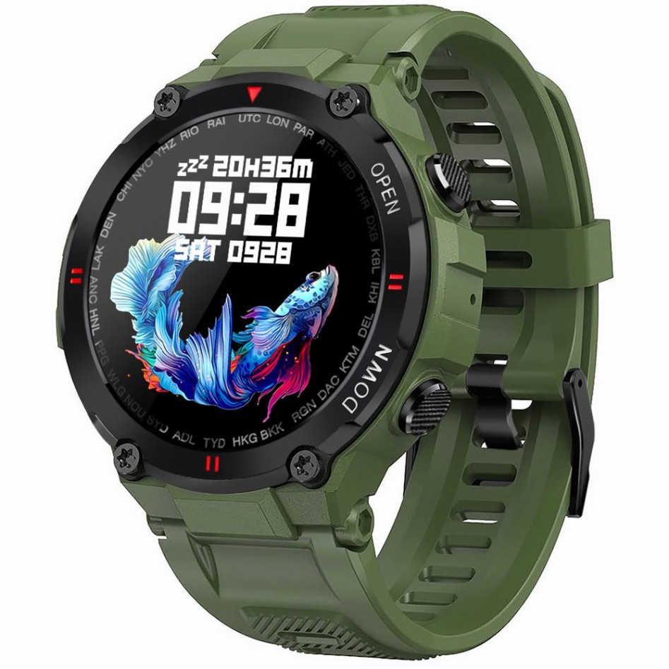 Smartwatch Męski Gravity GT7-3 na pasku gumowym w kolorze Khaki/Khaki o szerokości 22mm