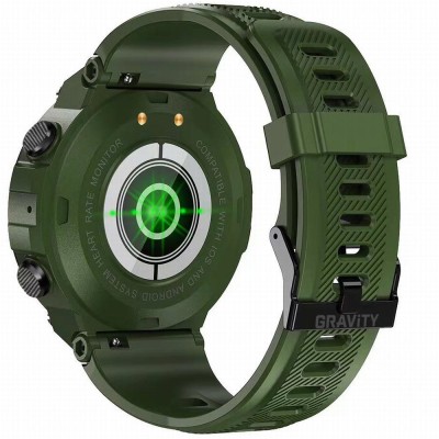 Smartwatch Męski Gravity GT7-3 na pasku gumowym w kolorze Khaki/Khaki o szerokości 22mm