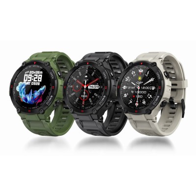 Smartwatch Męski Gravity GT7-3 na pasku gumowym w kolorze Khaki/Khaki o szerokości 22mm