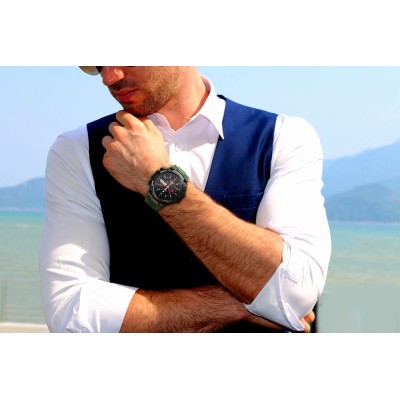 Smartwatch Męski Gravity GT7-3 na pasku gumowym w kolorze Khaki/Khaki o szerokości 22mm
