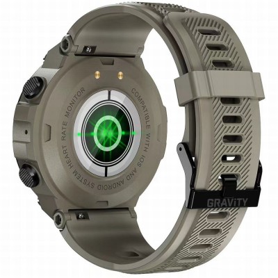 Smartwatch Męski Gravity GT7-4 na pasku gumowym w kolorze Szary/Szary o szerokości 22mm