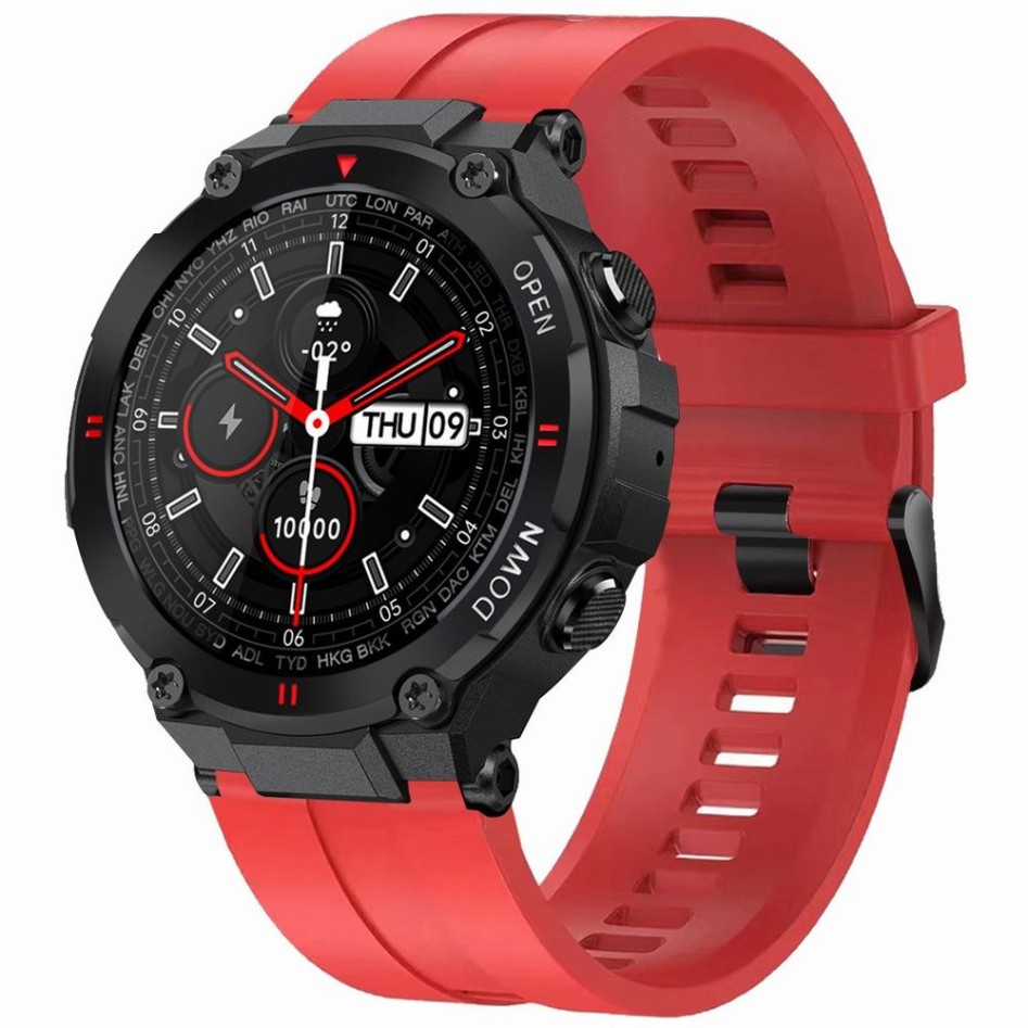Smartwatch Męski Gravity GT7-5 na pasku gumowym w kolorze Czarny/Czerwony o szerokości 22mm