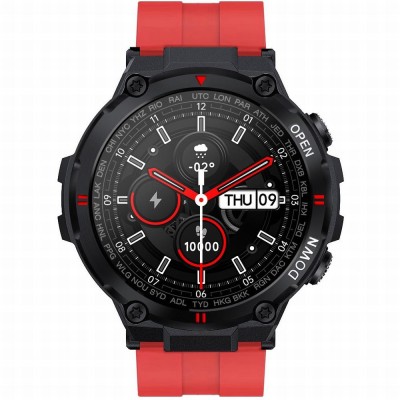 Smartwatch Męski Gravity GT7-5 na pasku gumowym w kolorze Czarny/Czerwony o szerokości 22mm