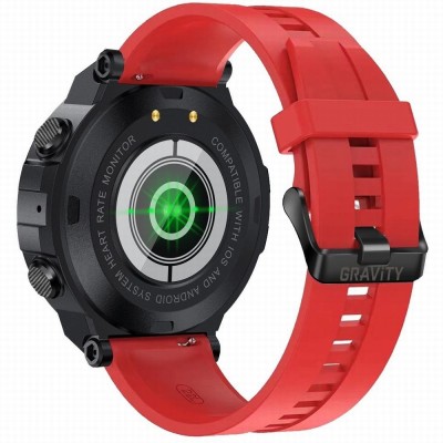 Smartwatch Męski Gravity GT7-5 na pasku gumowym w kolorze Czarny/Czerwony o szerokości 22mm