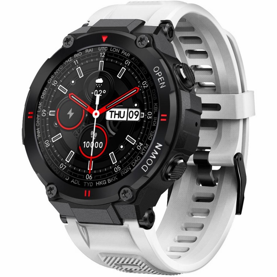 Smartwatch Męski Gravity GT7-6 na pasku gumowym w kolorze Czarny/Biały o szerokości 22mm