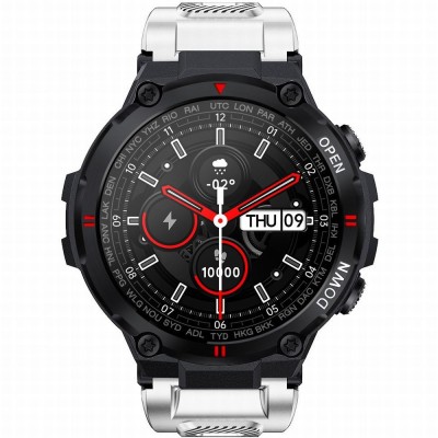 Smartwatch Męski Gravity GT7-6 na pasku gumowym w kolorze Czarny/Biały o szerokości 22mm
