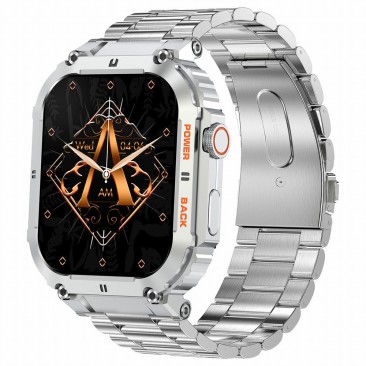 Smartwatch Męski Gravity GT6-7 na bransolecie stalowej w kolorze Srebrny/Srebrny o szerokości 22mm