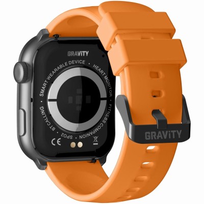 Smartwatch Męski Gravity GT28-2 na pasku gumowym w kolorze Czarny/Pomarańczowy o szerokości 22mm