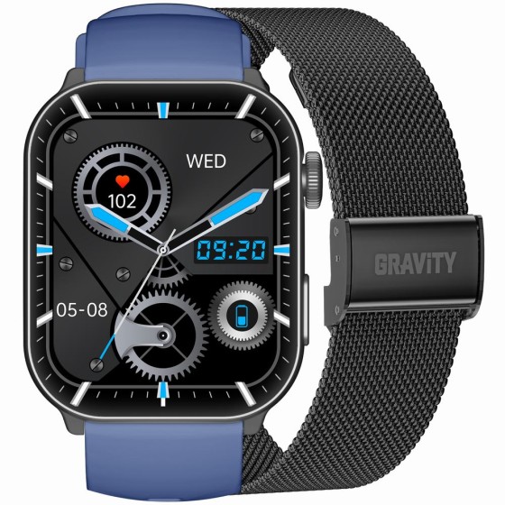 Smartwatch Męski Gravity GT28-3 na pasku gumowym w kolorze Czarny/Granatowy o szerokości 22mm Smartwatch Męski Gravity GT28-3 na pasku gumowym w kolorze Czarny/Granatowy o szerokości 22mm