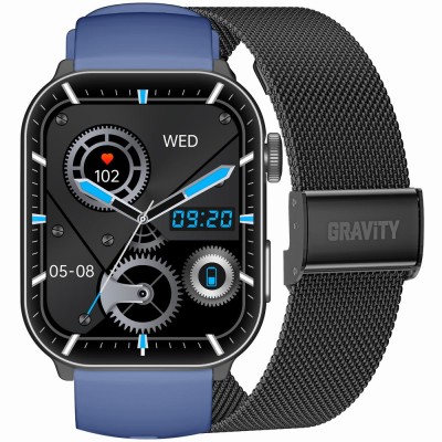 Smartwatch Męski Gravity GT28-3 na pasku gumowym w kolorze Czarny/Granatowy o szerokości 22mm