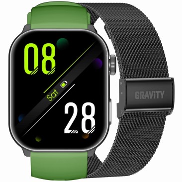 Smartwatch Męski Gravity GT28-4 na pasku gumowym w kolorze Czarny/Khaki o szerokości 22mm
