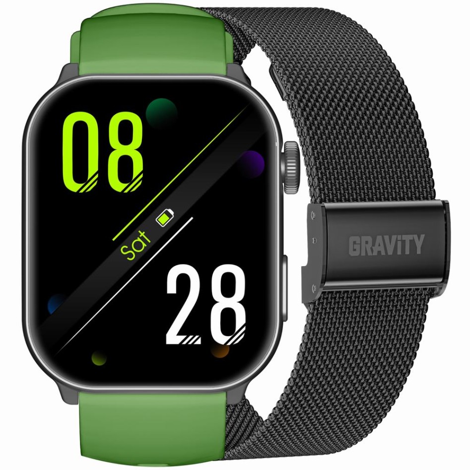 Smartwatch Męski Gravity GT28-4 na pasku gumowym w kolorze Czarny/Khaki o szerokości 22mm