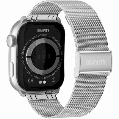 Smartwatch Damski Gravity GT28-9 na pasku gumowym w kolorze Srebrny/Czarny o szerokości 22mm