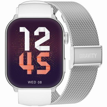 Smartwatch Damski Gravity GT28-10 na pasku gumowym w kolorze Srebrny/Biały o szerokości 22mm