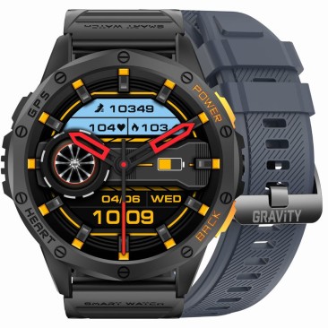 Smartwatch Męski Gravity GT24-1 na pasku gumowym w kolorze Czarny/Granatowy o szerokości 22mm