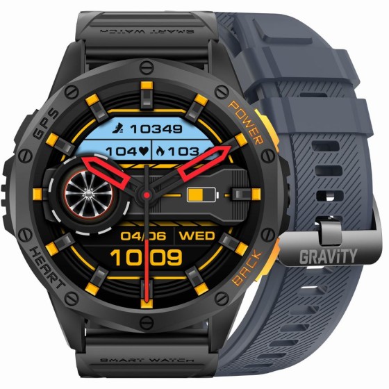 Smartwatch Męski Gravity GT24-1 na pasku gumowym w kolorze Czarny/Granatowy o szerokości 22mm Smartwatch Męski Gravity GT24-1 na pasku gumowym w kolorze Czarny/Granatowy o szerokości 22mm