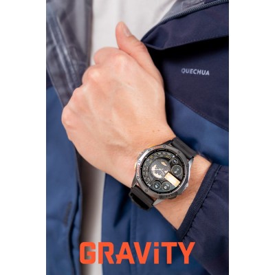 Smartwatch Męski Gravity GT24-1 na pasku gumowym w kolorze Czarny/Granatowy o szerokości 22mm