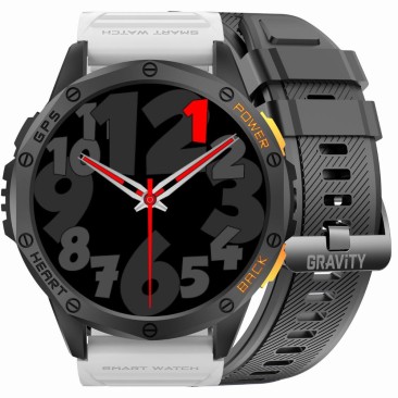 Smartwatch Męski Gravity GT24-2 na pasku gumowym w kolorze Czarny/Biały o szerokości 22mm