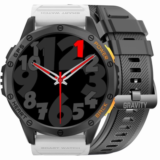 Smartwatch Męski Gravity GT24-2 na pasku gumowym w kolorze Czarny/Biały o szerokości 22mm Smartwatch Męski Gravity GT24-2 na pasku gumowym w kolorze Czarny/Biały o szerokości 22mm