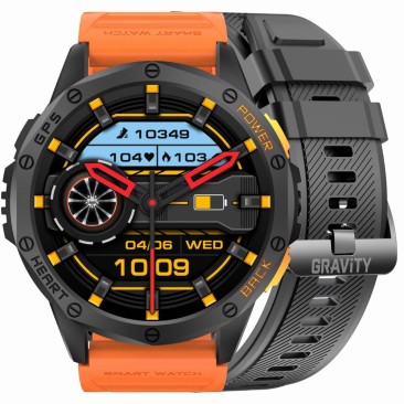 Smartwatch Męski Gravity GT24-3 na pasku gumowym w kolorze Czarny/Czarny o szerokości 22mm