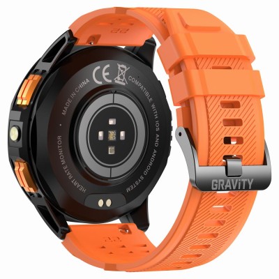 Smartwatch Męski Gravity GT24-3 na pasku gumowym w kolorze Czarny/Czarny o szerokości 22mm